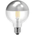  LED Filament Vintage lamp globe shape G125, E27, 7W, 645lm, WW, 180°, top mirrored silver 