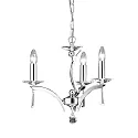 Pendant luminaire STELLA, 3 flames, 3x E27 max. 40W, brass cast / crystal, chrome