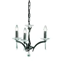 Pendant luminaire STELLA, 3 flames, 3x E27 max. 40W, brass cast / crystal, black chrome