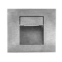 Recessed LED wall luminaire, Plug&Play 350mA, indirect, with partial cover, IP20, square, 10x9cm, 1W 3000K, matt alu / glass