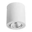Surface LED spot, IP20, round, height 9.5cm / Ø 8.5cm, 230V AC, 6W 3000K 640lm 38°, swivelling 25°