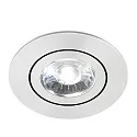 Recessed LED spot DISC with lens optics, IP44, Ø 8.2cm, Plug&Play 350mA, swivelling 30°, 6W 3000K 670lm 38°, matt alu