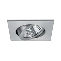 Recessed LED spot, IP20, square, 8.2 x 8.2cm, Plug&Play 350mA, 7W 3000K 740lm 38°, swivelling 30°, matt alu