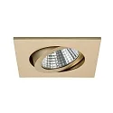 Recessed LED spot, IP20, square, 8.2 x 8.2cm, Plug&Play 350mA, 7W 3000K 740lm 38°, swivelling 30°, matt champaign