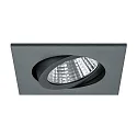 Recessed LED spot, IP20, square, 8.2 x 8.2cm, Plug&Play 350mA, 7W 3000K 740lm 38°, swivelling 30°, matt titanium