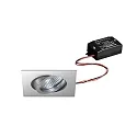Recessed LED spot, IP20, square, 230V AC, 6W 3000K 640lm 38°, swivelling 20°, matt alu