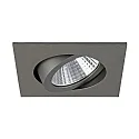 Brumberg Recessed LED spot set incl. converter, IP20, square, 230V, 7W 2700K 740lm 38°, swivelling 30°, matt titanium