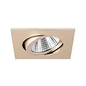 Brumberg Recessed LED spot set incl. converter, IP20, square, 230V, 7W 3000K 740lm 38°, swivelling 30°, matt champaign