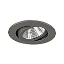 Brumberg Recessed LED spot set SEVEN-R incl. converter, IP20, round, 230V, 7W 2700K 740lm 38°, swivelling 30°, matt titanium