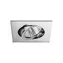 Brumberg Recessed LED spot set incl. converter, IP20, square, 230V, 7W 3000K 740lm 38°, swivelling 30°, dimmable, chrome
