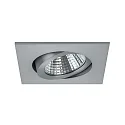Brumberg Recessed LED spot set incl. converter, IP20, square, 230V, 7W 3000K 740lm 38°, swivelling 30°, dimmable, matt alu
