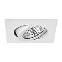 Brumberg Recessed LED spot set BB05 incl. converter, IP20, square, 230V, 6W 3000K 640lm 38°, swivelling 30°, dimmable, white