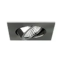 Brumberg Recessed LED spot set BB05 incl. converter, IP20, square, 230V, 6W 3000K 640lm 38°, swivelling 30°, dimmable, matt nickel