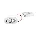 Recessed LED spot set dim2warm incl. converter, IP20, round, 230V, 6W 1800-3000K 460lm 38°, swivelling 30°, white