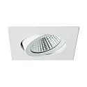 Brumberg Recessed LED spot set dim2warm incl. converter, IP20, square, 230V, 6W 1800-3000K 460lm 38°, swivelling 30°, white