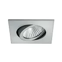 Brumberg Recessed LED spot set dim2warm incl. converter, IP20, square, 230V, 6W 1800-3000K 460lm 38°, swivelling 30°, matt alu