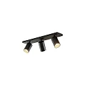 Loftlampe TAGES 3-flammer, firkantet, lang GU10 IP20, sort mat dæmpbar