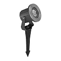 Brumberg LED ground spike luminaire, IP65, 230V AC, 6W 3000K 450lm 40°, with 200cm power cable and plug, structured black