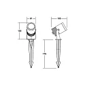 Brumberg LED ground spike luminaire, IP65, 24V DC, 15W 3000K 1200lm 38°, incl. 100cm power cable with aquastop, titanium