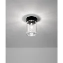 Brumberg Udendørs loftlampe COOQUEE rund E27 IP65, sort, gennemsigtig 