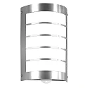 Udendørs wall luminaire lang, halvrund, med bevægelsesdetektor E27 IP44, rustfrit stål