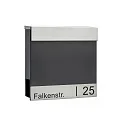 Postkasse med avisholder ENGRAVED INOX BAR Lasergravering, antracit, rustfrit stål