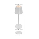 CMD Creative Metalldesign Batteri bordlampe med USB tilslutning IP44, pulverlakeret, hvid mat dæmpbar