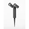 Udendørs spot GU10 / REMOVABLE SPIKE 2-flammer, cylindrisk, med stik, vipbar GU10 IP65, antracit
