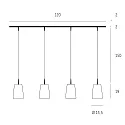 Casablanca Pendel MESA 4-flammer E27 IP20, mat, opal hvid dæmpbar