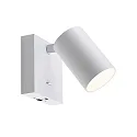 Læselampe CAN TILT SQUARE USB firkantet, med afbryder, med USB-opladningsfunktion, kardanisk drejning GU10 IP20, hvid 