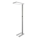 LED Standerlampe OFFICE ONE TRANSPARENT, Up / Down, 55W 4000K 6200lm 689cd 150° / 150°, touch dæmpbar, sølv / gennemsigtig