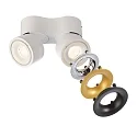ceiling luminaire UNI II MINI DOUBLE TILT 2 flames, cardanic swivelling IP20, white dimmable