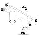 Loftlampe CAN TILT SQUARE 30.5CM 2-flammer, firkantet, kardanisk drejning GU10 IP20, hvid