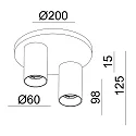 Deko-Light Loftlampe CAN TILT ROUND Ø 20CM 2-flammer, rund, kardanisk drejning GU10 IP20, sort