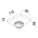 ceiling luminaire CAN TILT SQUARE BASE 11CM MIX'N MATCH 1/3 1 flame, square, without shade, cardanic swivelling GU10 IP20, white