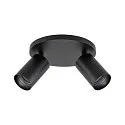 Deko-Light ceiling luminaire CAN TILT ROUND BASE Ø 20CM MIX‘N MATCH 2 flames, round, without shade, cardanic swivelling GU10 IP20, black