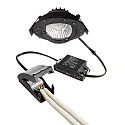 Deko-Light Indbygget spotlys DIONE IP44 DIM 827 svingbar, kablet gennem IP44, sort dæmpbar