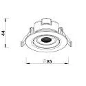 Deko-Light Indbygget spotlys SURTUR TILT 68 DTW svingbar, Dim-To-Warm IP20/IP44, sort dæmpbar