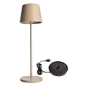 Batteri bordlampe BUNDLE CANIS sæt med 1, med oplader IP65, beige, mat dæmpbar