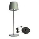 Batteri bordlampe BUNDLE CANIS sæt med 1, med oplader IP65, grøn, mat dæmpbar