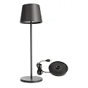 Batteri bordlampe BUNDLE CANIS sæt med 1, med oplader IP65, mørkegrå, mat dæmpbar