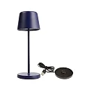 Batteri bordlampe BUNDLE CANIS MINI sæt med 1, med oplader IP65, mat, koboltblå dæmpbar
