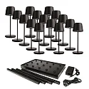 Batteri bordlampe CANIS MINI GASTRO med touch-dæmper, med oplader, 15 stk. IP65, mat, grafitsort dæmpbar