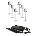Batteri bordlampe CANIS GASTRO M med touch-dæmper, med oplader, 6 stk. IP65, mørkegrå, mat dæmpbar