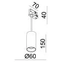 3-phase pendant luminaire CAN 150 down, cylindrical, short GU10 IP20, white