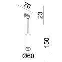 1-faset pendul CAN 150 down, cylindrisk, kort GU10 IP20, hvid