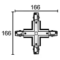 Deko-Light Tilbehør til 3-Faset skinnesystem D LINE - X-samlestykke venstre-venstre-højre-højre, 220-240V AC / 50-60Hz, grå