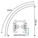 Deko-Light 3-faset tillægsskinne D LINE / DALI CURVED 90° / RADIUS 1M højre, 6-polet, trafik hvid