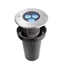 LED Gulvindbygningslampe III RGB Udendørsspot, 24V DC, 6W, 30°, rustfrit stål, sølv