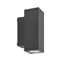 Fasadespot SHORELINE PRO LED SQUARE 70 UP&DOWN 2-flammer, firkantet, CCT Switch IP65, mørkegrå dæmpbar